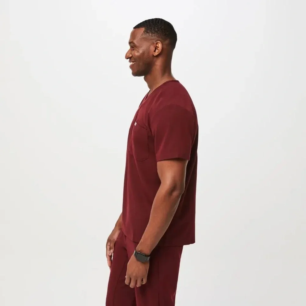 Figs Leon Men's Burgundy Scrub Top (Size M)